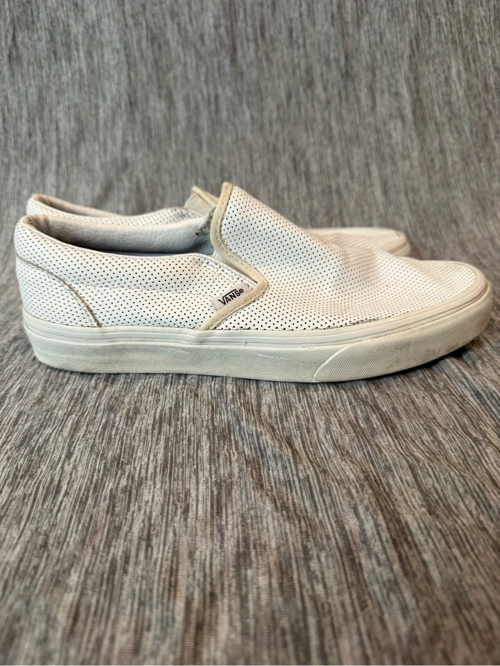 Vans White Perforated Slip-On Loafers